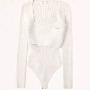 Abercrombie & Fitch LuxeLoft Wrap Sweater Bodysuit Size Medium White Knit